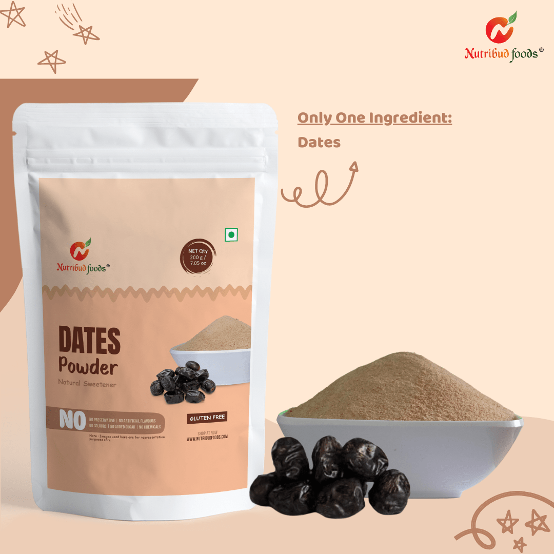 Dates Powder (Natural Sweetener) - Pack of 1 (200g) - Nutribud Foods