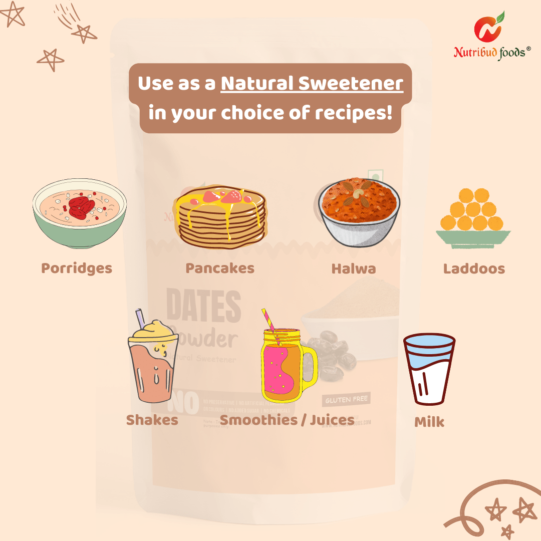 Dates Powder (Natural Sweetener) - Pack of 1 (200g) - Nutribud Foods