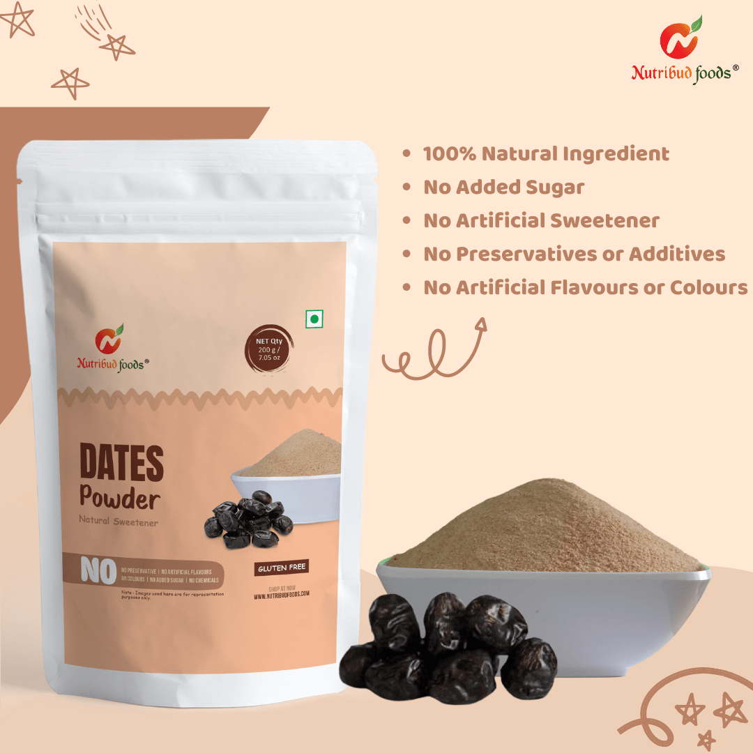 Dates Powder (Natural Sweetener) - Pack of 1 (200g) - Nutribud Foods