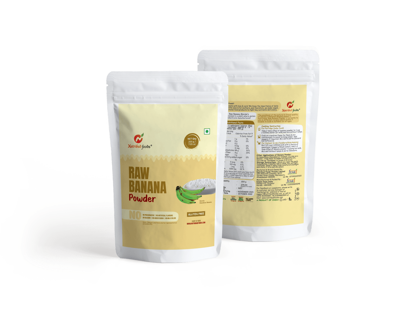 Raw Banana Powder (Kerala Nendran Banana) - Pack of 1 (200g) - Nutribud Foods