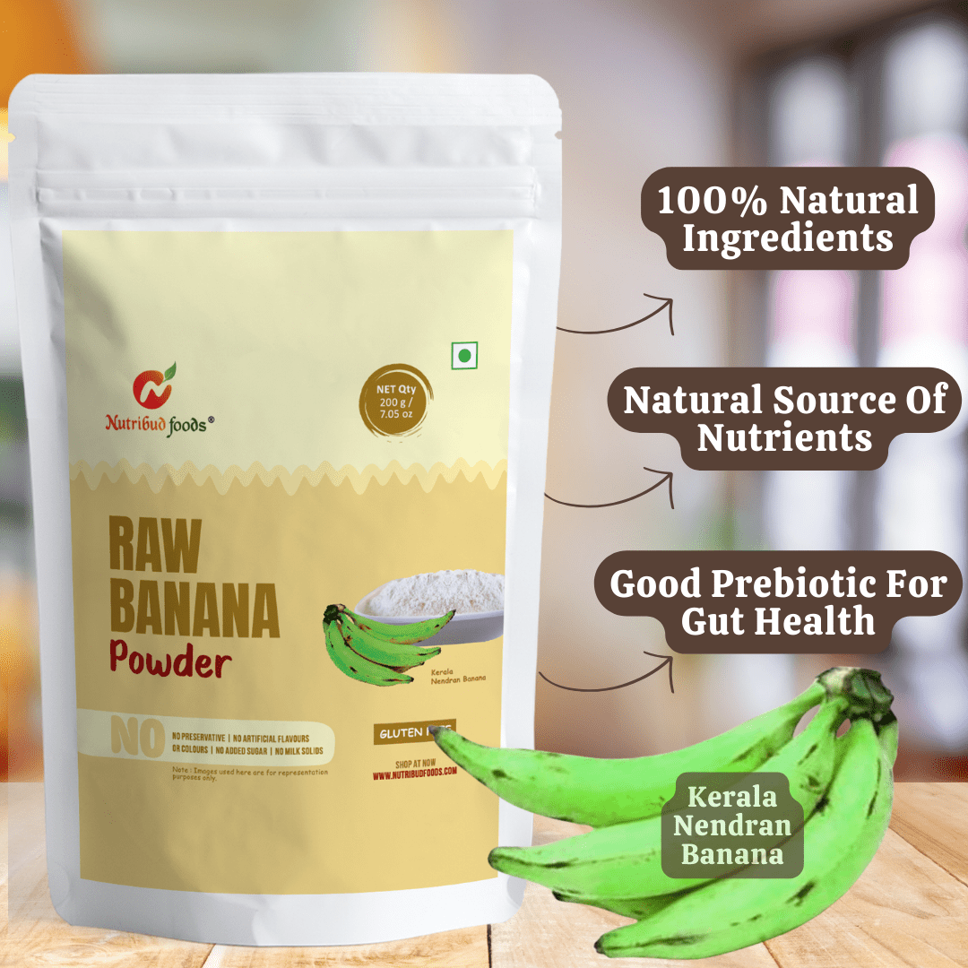 Raw Banana Powder (Kerala Nendran Banana) - Pack of 1 (200g) - Nutribud Foods