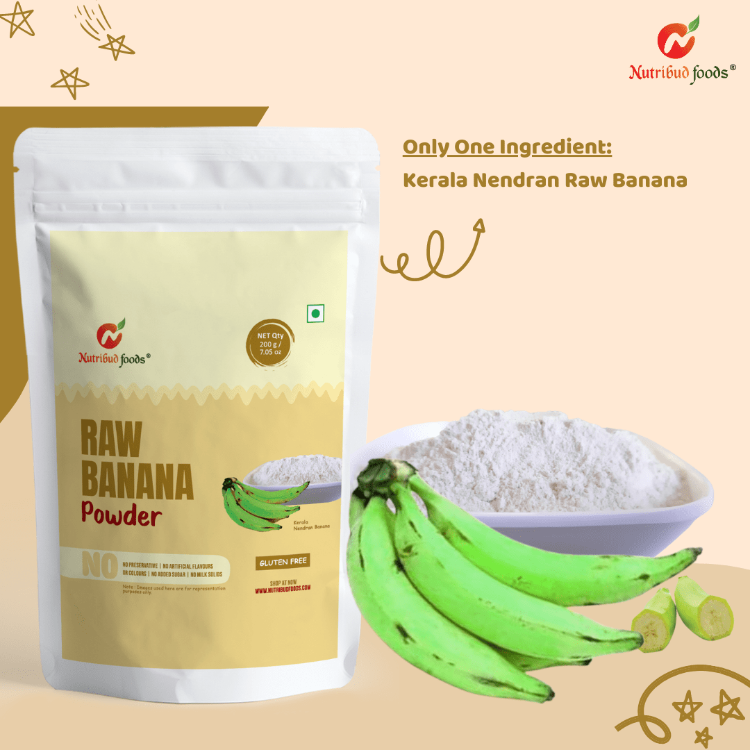 Raw Banana Powder (Kerala Nendran Banana) - Pack of 1 (200g) - Nutribud Foods