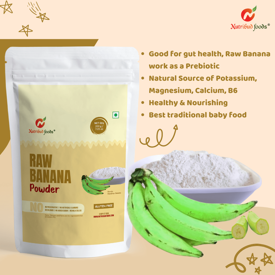Raw Banana Powder (Kerala Nendran Banana) - Pack of 1 (200g) - Nutribud Foods