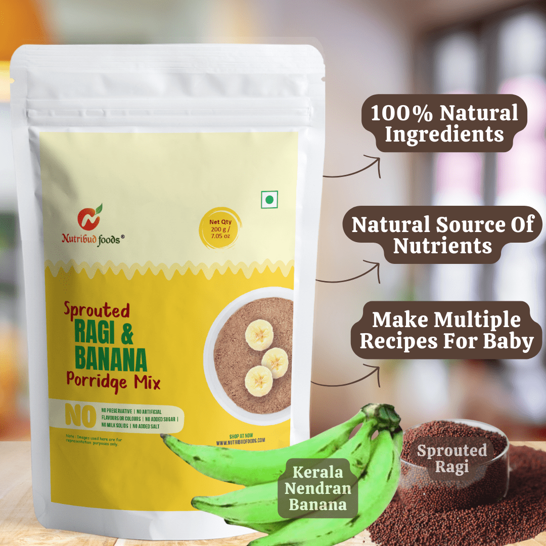 Sprouted Ragi and Banana Porridge Mix - Pack of 1 (200g) - Nutribud Foods