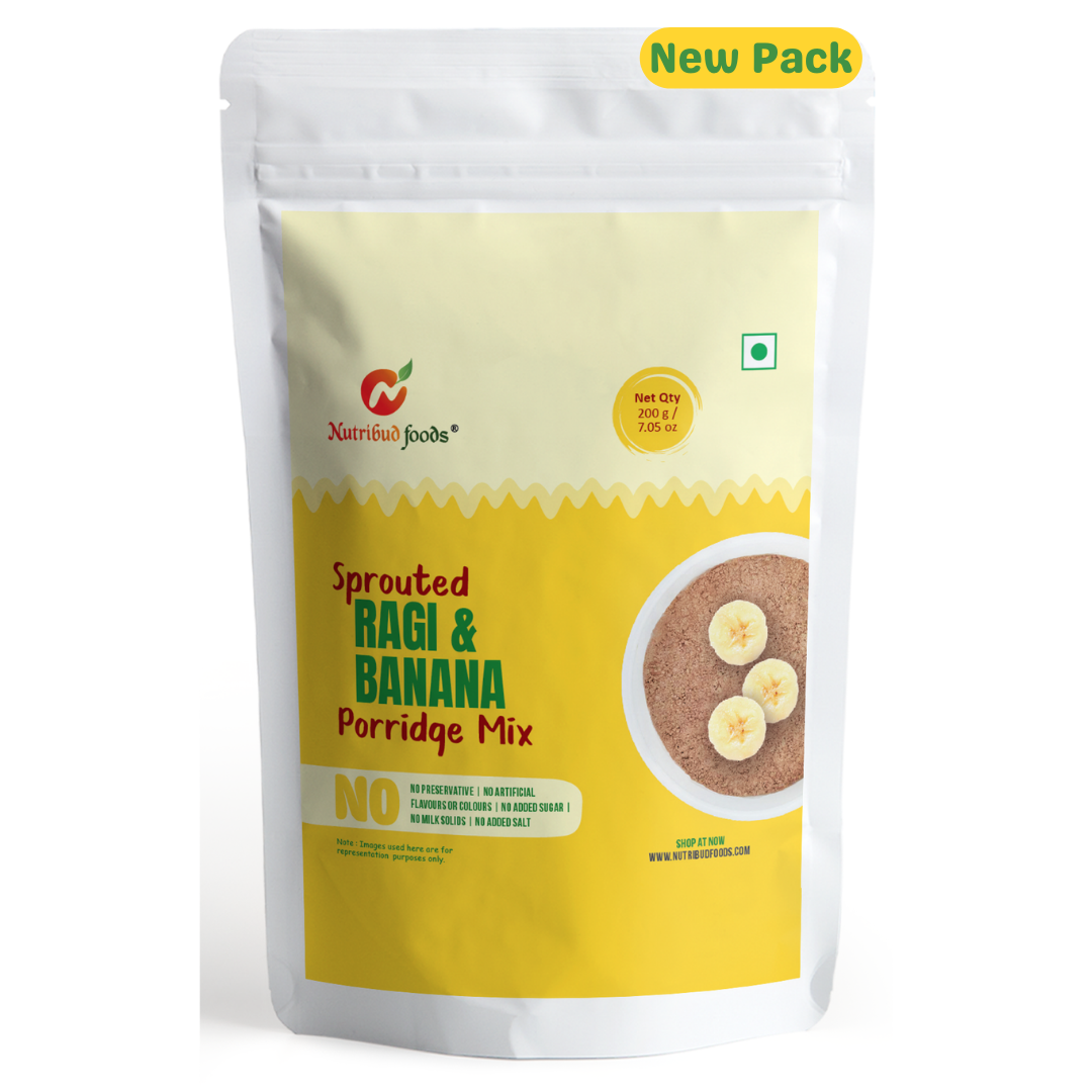 Sprouted Ragi and Banana Porridge Mix  -- Pack of 1, 200g