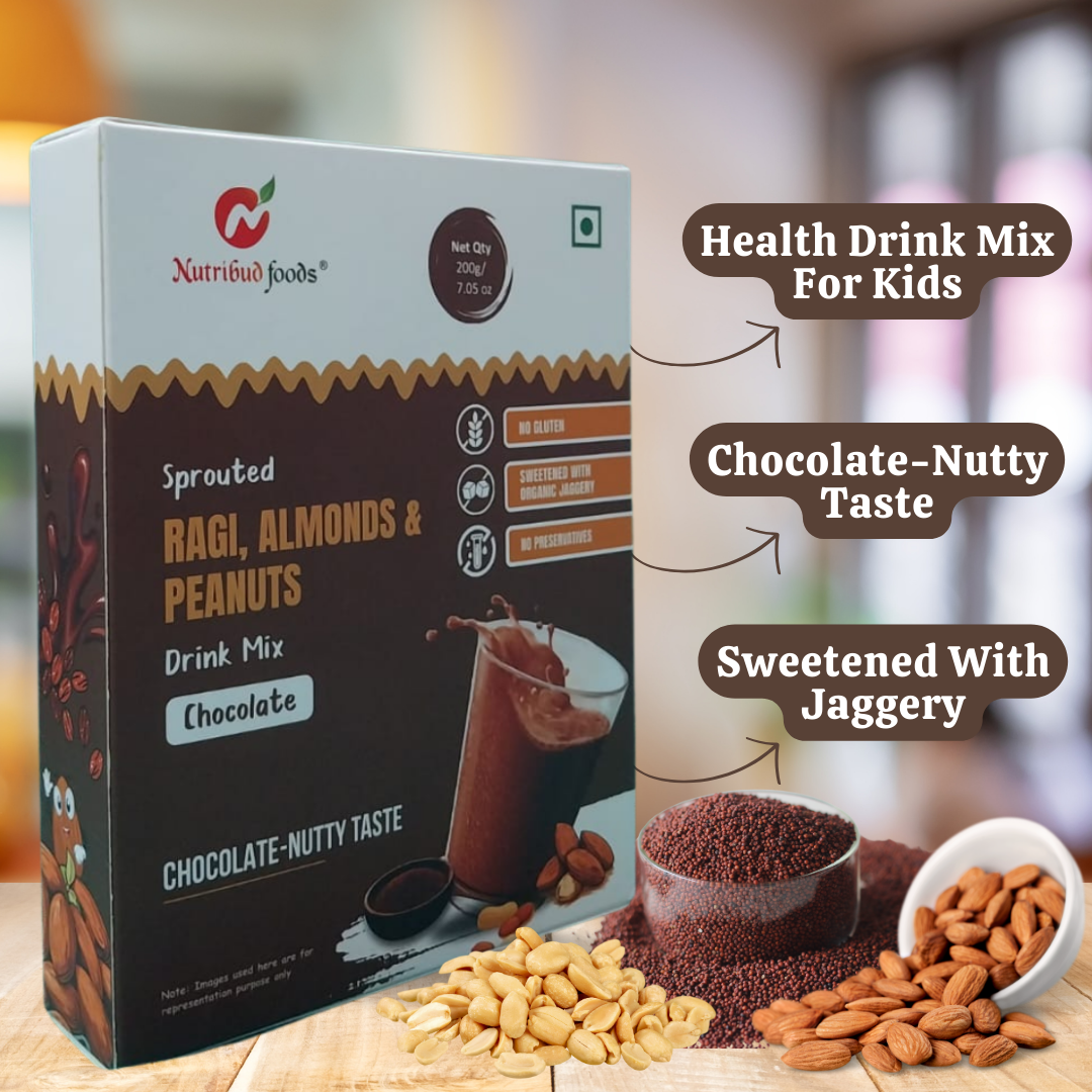 Sprouted Ragi, Almonds & Peanuts Drink Mix (Chocolate) -- Pack of 2 * 200g