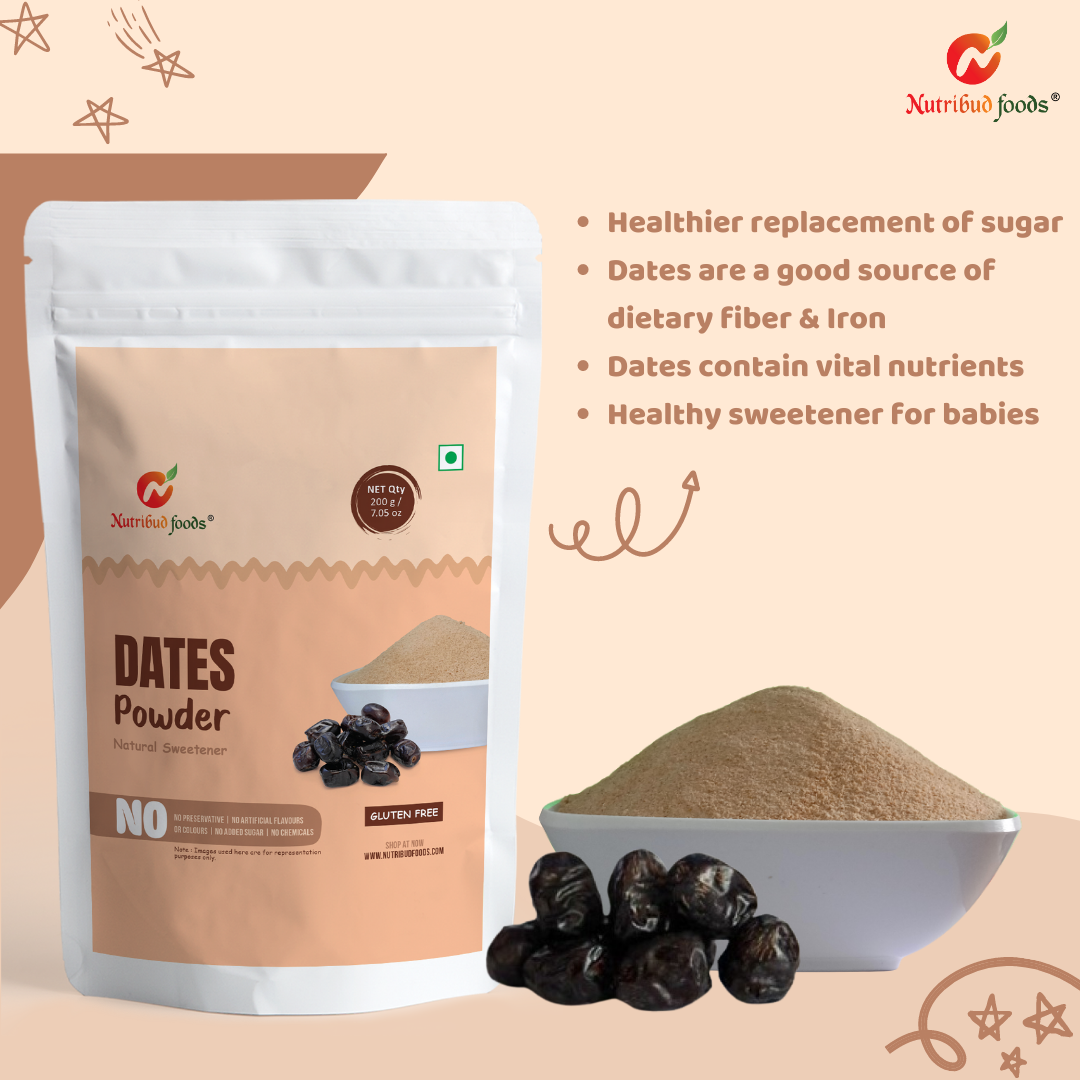 Health Mix Combo -- Sprouted Ragi, Almonds & Peanuts Drink Mix (Chocolate) | Dates Powder -- Pack of 1 (200g) Each