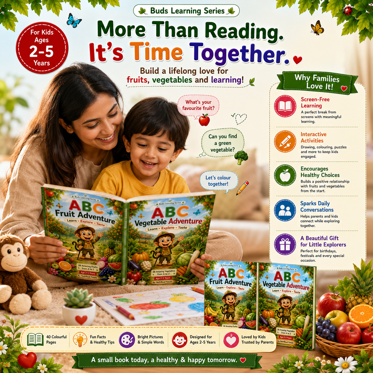 ABC Fruit Adventure + ABC Vegetable Adventure | Educational Books for Kids (Ages 2–5) | Buds Learning Series by Nutribud Foods® - Nutribud Foods