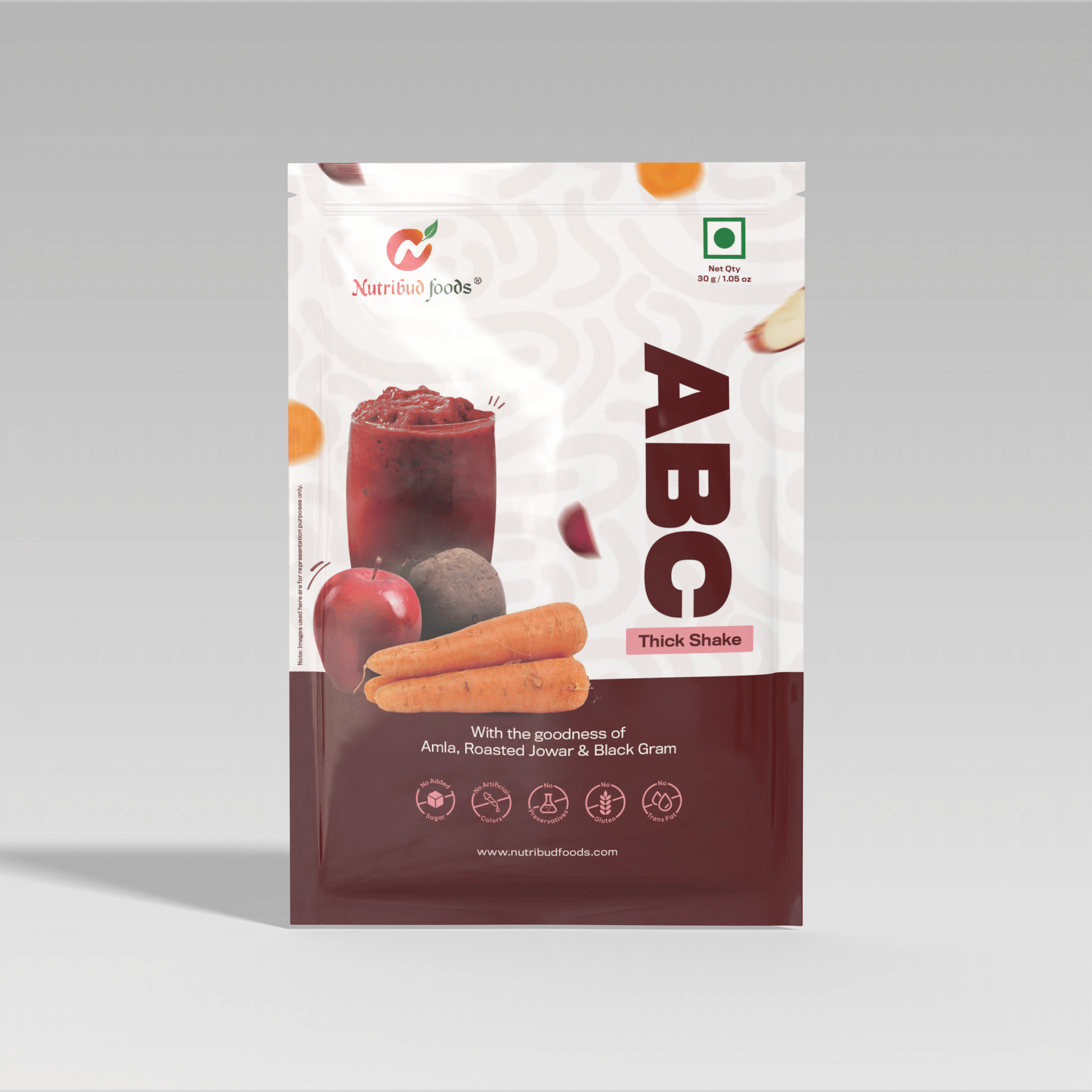 ABC Thick Shake - 30g | Goodness of Apple, Beetroot, Carrot, Jowar, Black Gram, Amla - Nutribud Foods