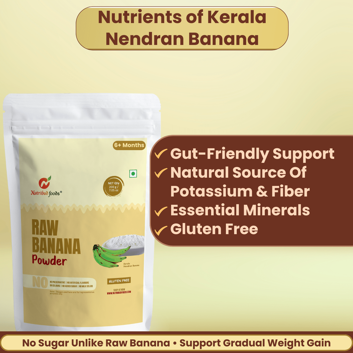 Raw Banana Powder (Kerala Nendran Banana) | Pack of 2 (200g Each) - Nutribud Foods