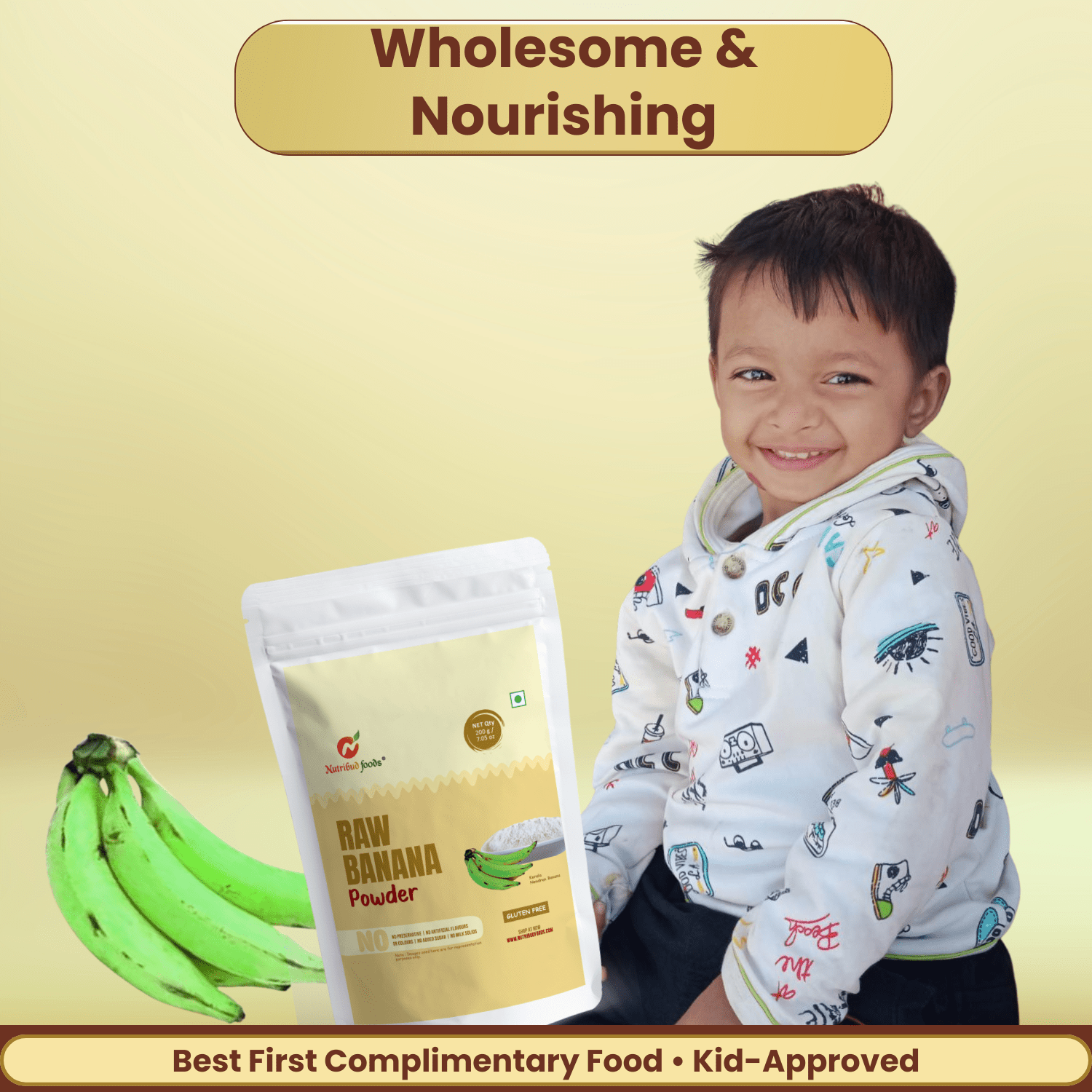 Raw Banana Powder (Kerala Nendran Banana) | Pack of 2 (200g Each) - Nutribud Foods