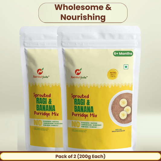 Sprouted Ragi and Banana Porridge Mix | Pack of 2 (200g Each) - Nutribud Foods