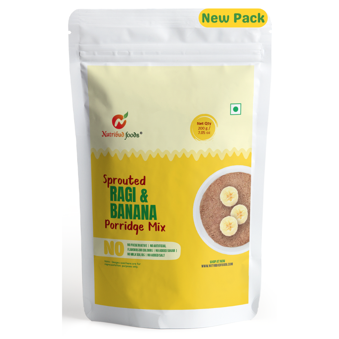 BabyCombo -- Sprouted Ragi & Banana Porridge Mix | Dates Powder -- Pack of 1 (200g) Each